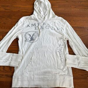 Vintage Y2K white American Eagle graphic long sleeve hoodie shirt
